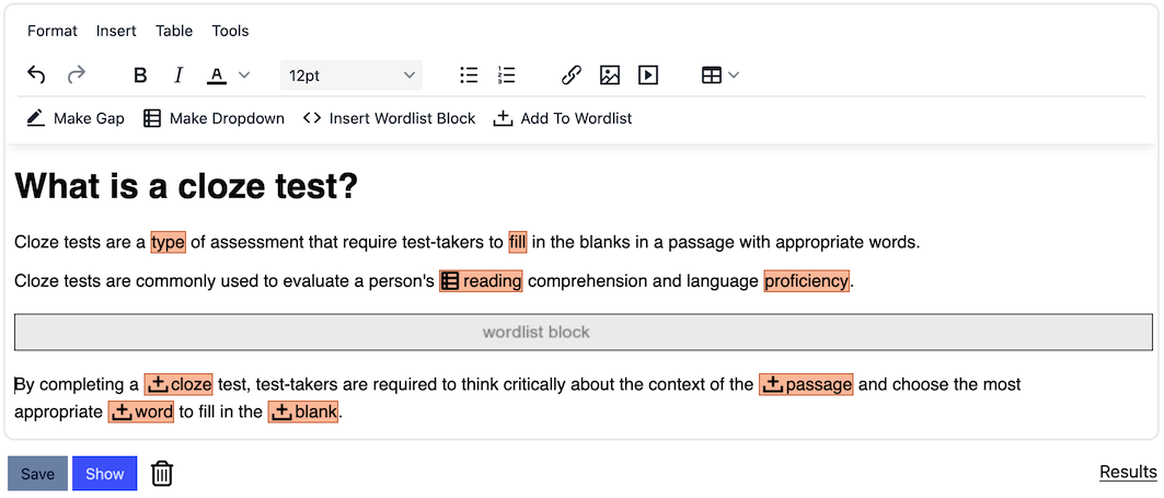 clozetesting-create-an-online-cloze-test